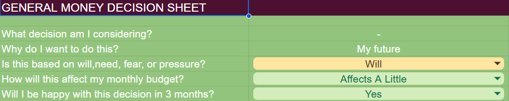 Money Decision Toolkit - Large Purchase Helper