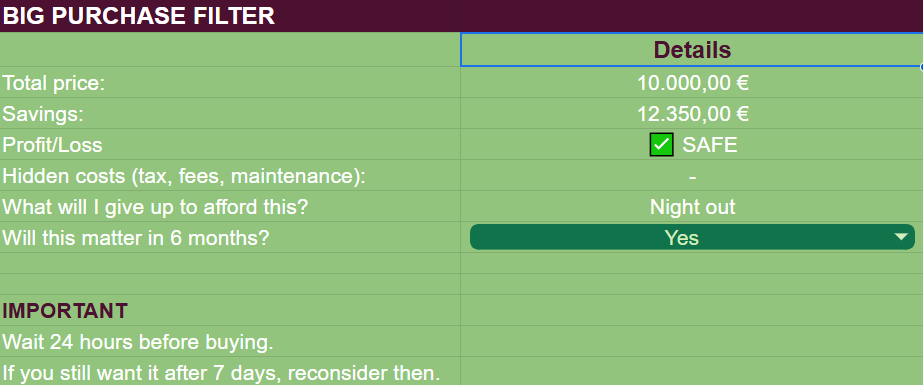 Money Decision Toolkit - Large Purchase Helper